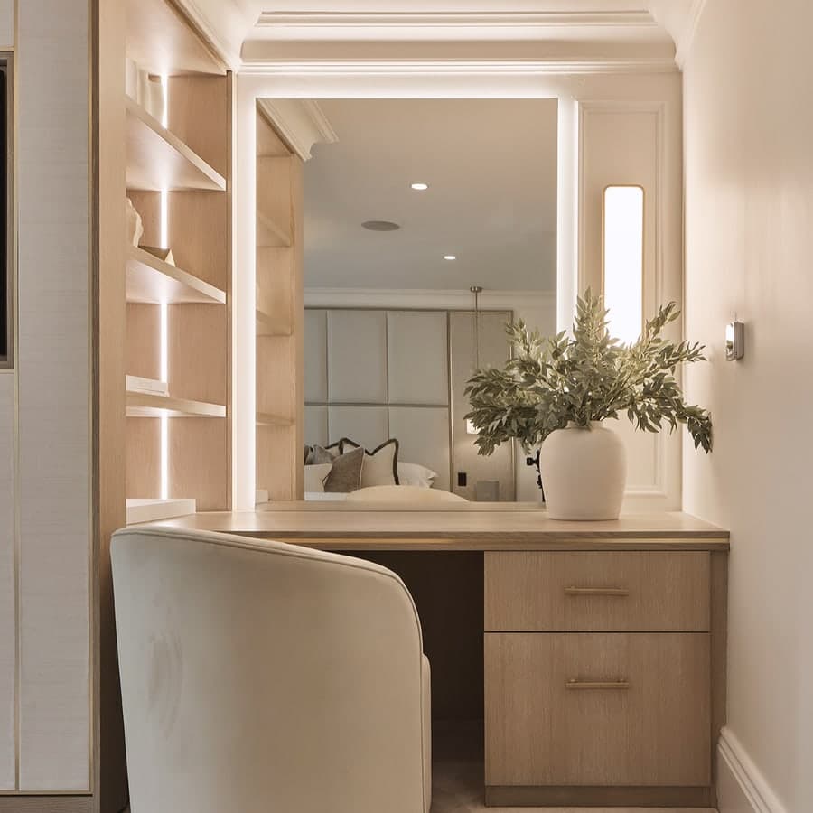Vanity, sink and lighting detail by Cheshire Property Studio