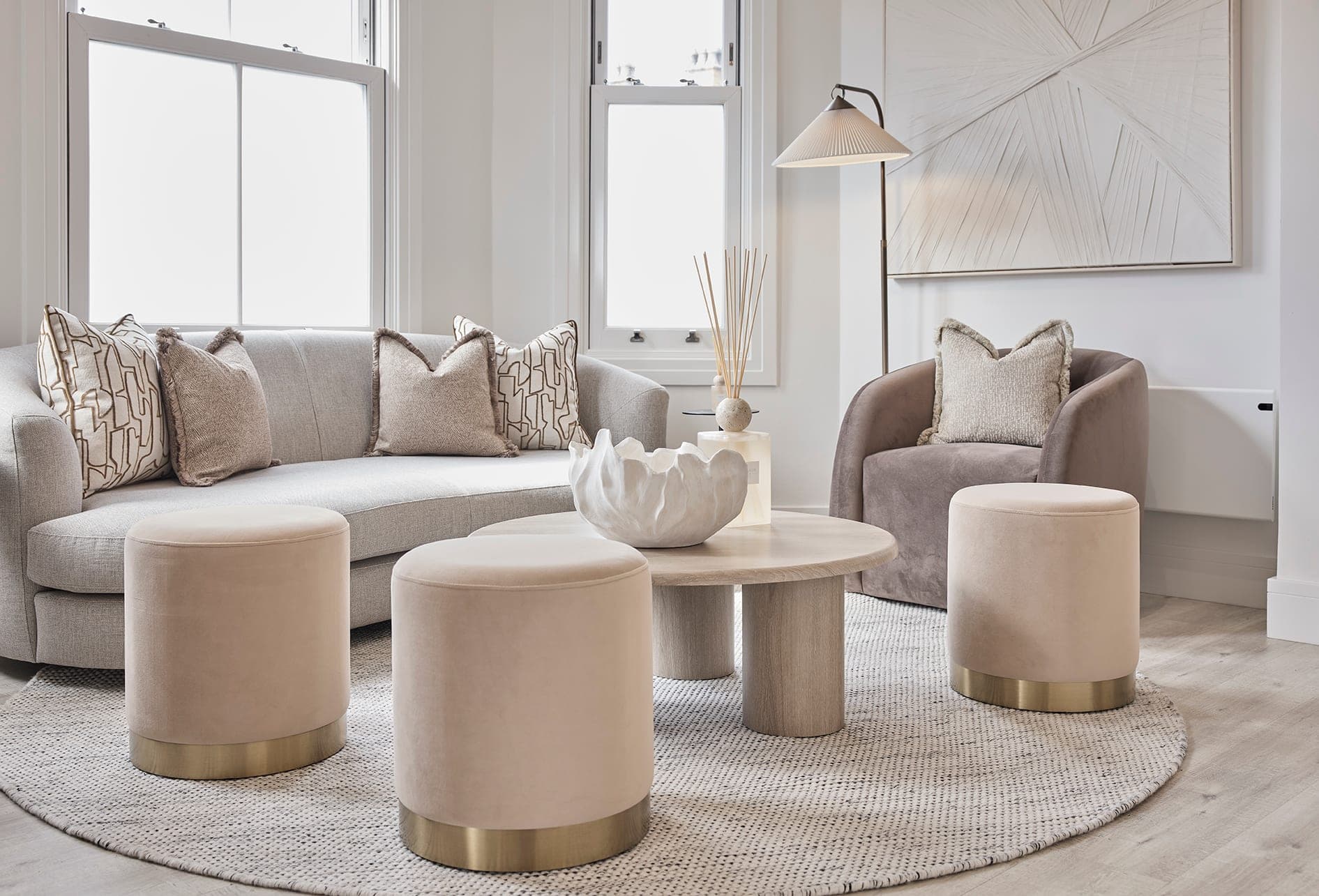 A calm, warm interior in Hale by Cheshire Property Studio