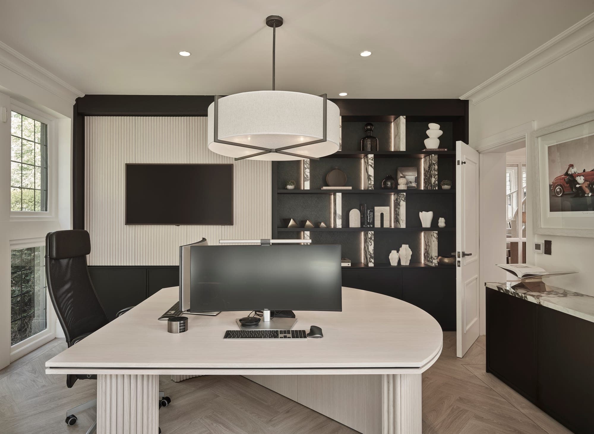 A quiet study with bespoke joinery in a Cheshire family home