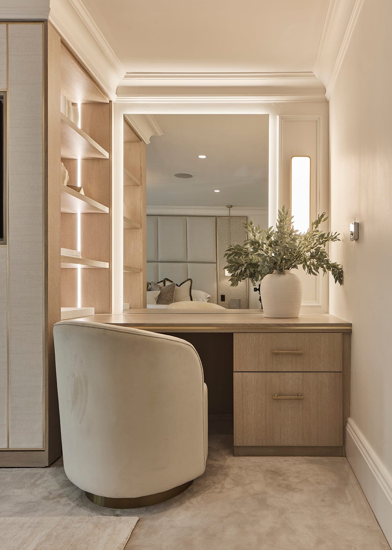A bespoke vanity and lighting detail by Cheshire Property Studio