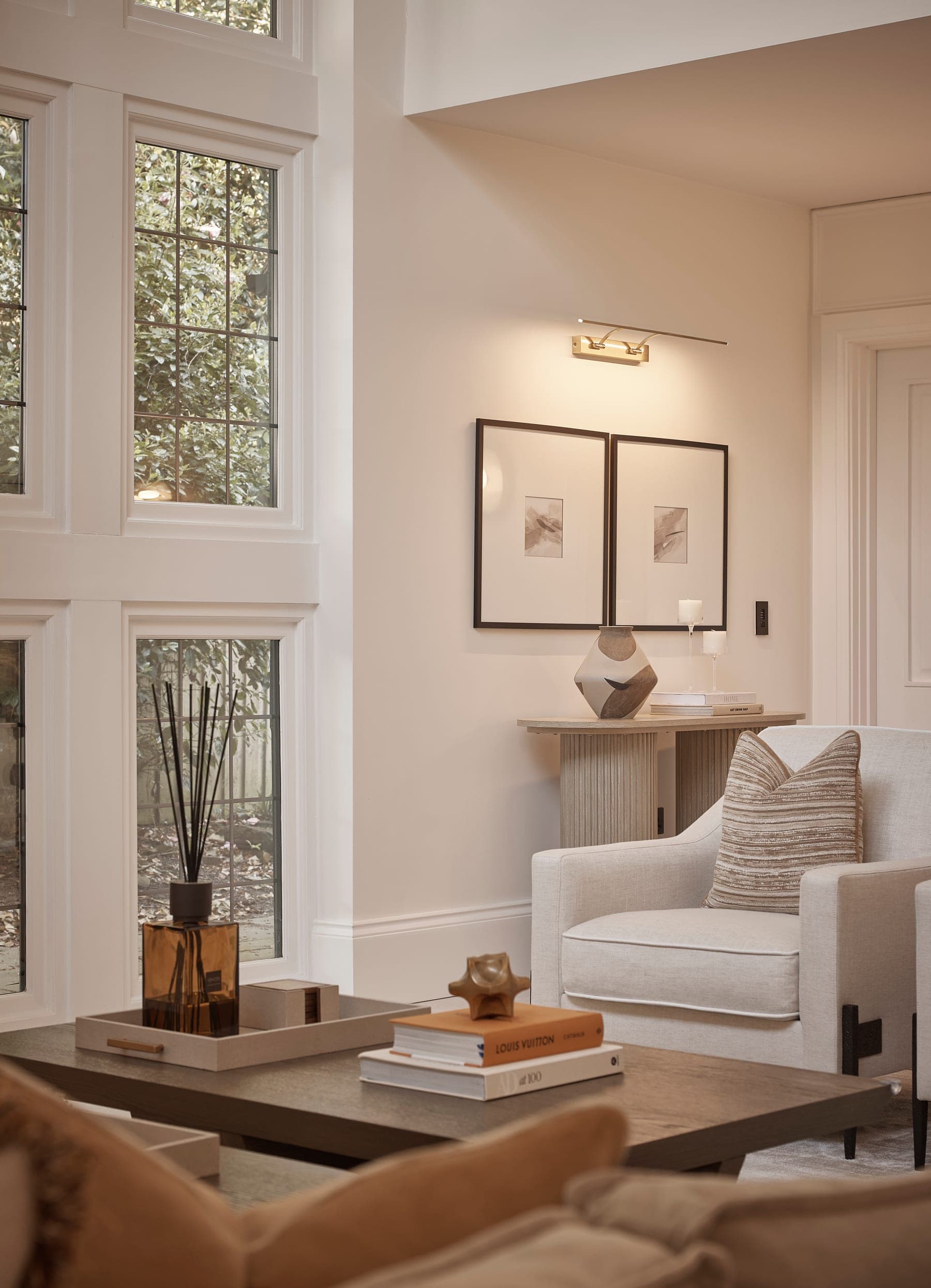 A full-service living room designed by Cheshire Property Studio