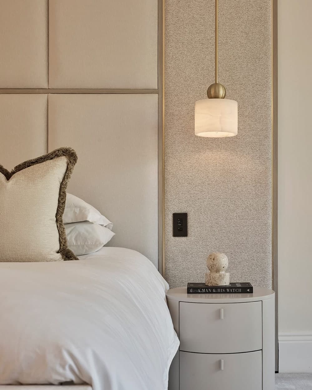A serene bedroom in a Prestbury family home by Cheshire Property Studio