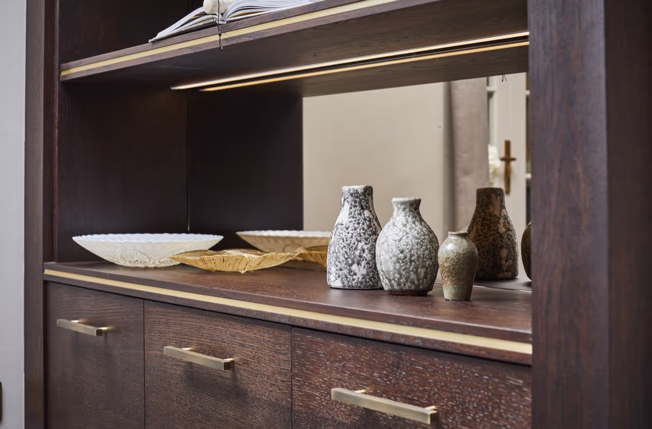 A few vintage-feel pieces styled in a fresh, calm space